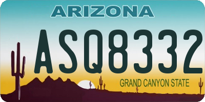 AZ license plate ASQ8332