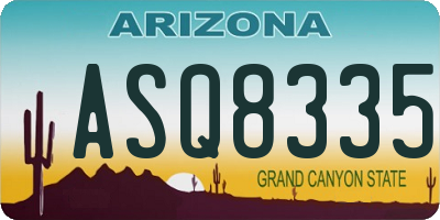 AZ license plate ASQ8335