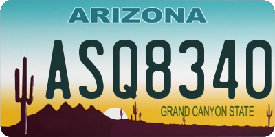AZ license plate ASQ8340