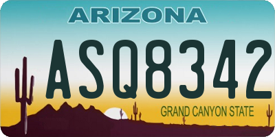 AZ license plate ASQ8342