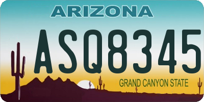 AZ license plate ASQ8345