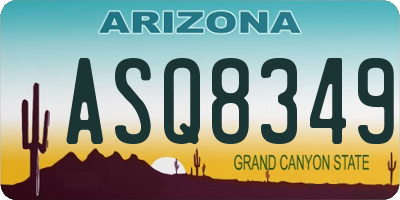 AZ license plate ASQ8349