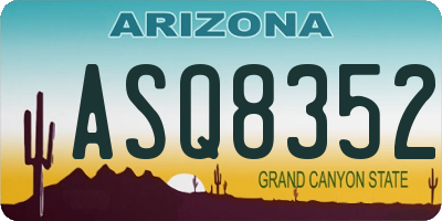 AZ license plate ASQ8352