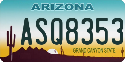 AZ license plate ASQ8353