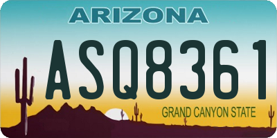 AZ license plate ASQ8361