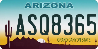 AZ license plate ASQ8365