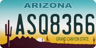 AZ license plate ASQ8366
