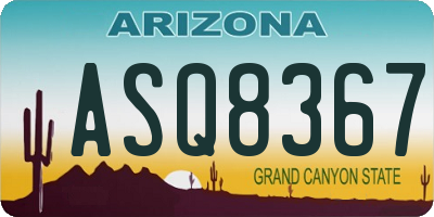 AZ license plate ASQ8367