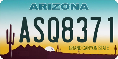 AZ license plate ASQ8371