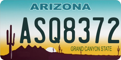 AZ license plate ASQ8372