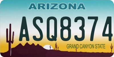 AZ license plate ASQ8374