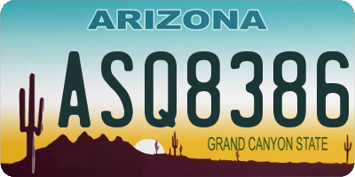AZ license plate ASQ8386