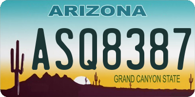AZ license plate ASQ8387