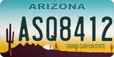 AZ license plate ASQ8412
