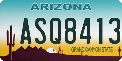 AZ license plate ASQ8413