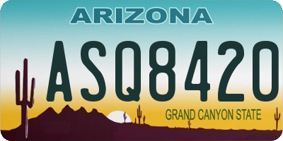 AZ license plate ASQ8420