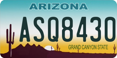 AZ license plate ASQ8430