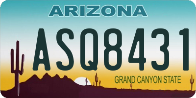 AZ license plate ASQ8431
