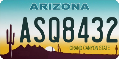 AZ license plate ASQ8432