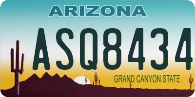 AZ license plate ASQ8434