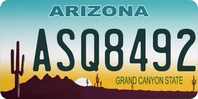 AZ license plate ASQ8492