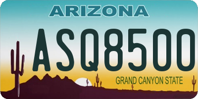 AZ license plate ASQ8500
