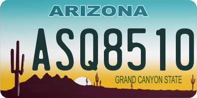 AZ license plate ASQ8510
