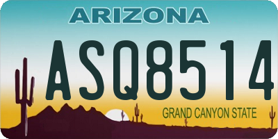 AZ license plate ASQ8514