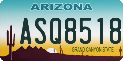 AZ license plate ASQ8518