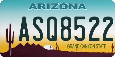 AZ license plate ASQ8522