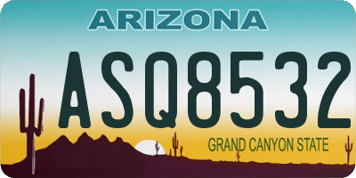 AZ license plate ASQ8532