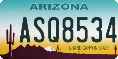 AZ license plate ASQ8534