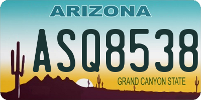 AZ license plate ASQ8538