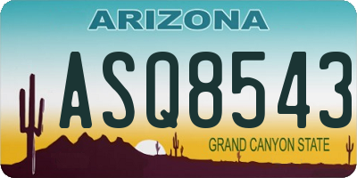 AZ license plate ASQ8543