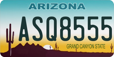 AZ license plate ASQ8555
