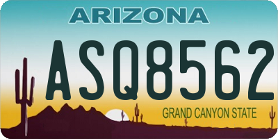 AZ license plate ASQ8562
