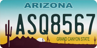 AZ license plate ASQ8567