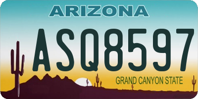 AZ license plate ASQ8597