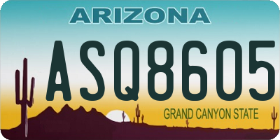 AZ license plate ASQ8605