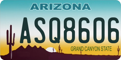 AZ license plate ASQ8606
