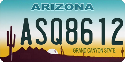 AZ license plate ASQ8612