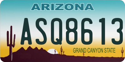 AZ license plate ASQ8613