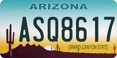 AZ license plate ASQ8617