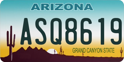 AZ license plate ASQ8619