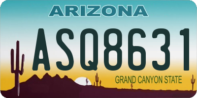AZ license plate ASQ8631