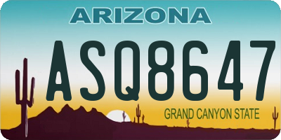 AZ license plate ASQ8647