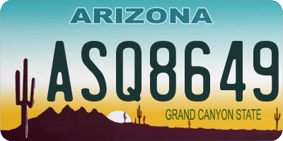 AZ license plate ASQ8649