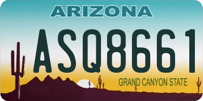 AZ license plate ASQ8661