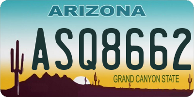 AZ license plate ASQ8662