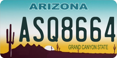AZ license plate ASQ8664